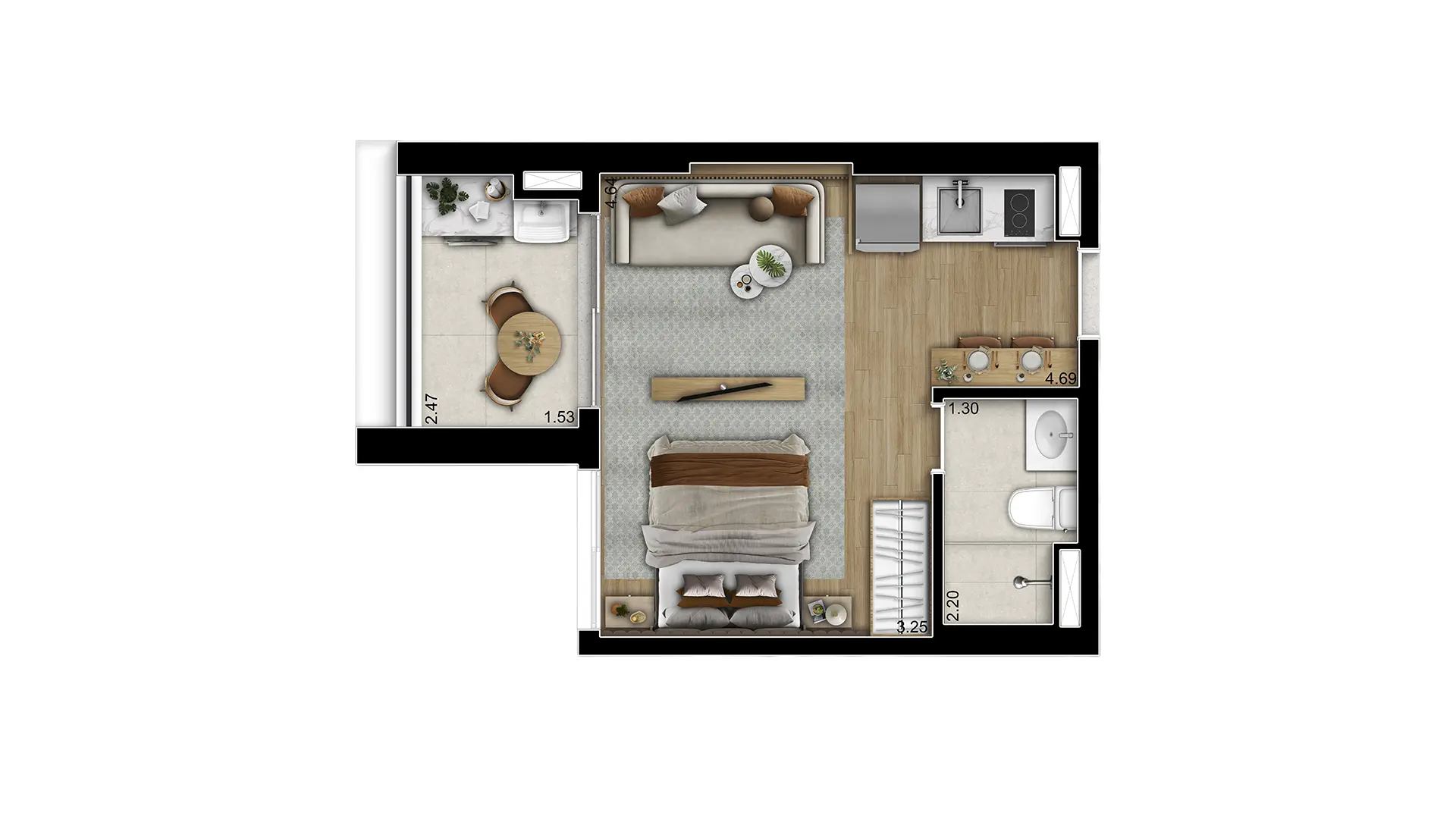 Planta Ilustrada Apto 30m²
